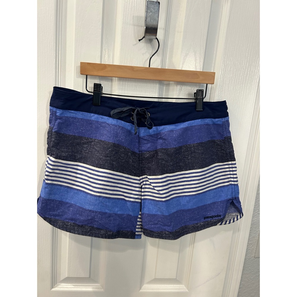 Patagonia Board Shorts Blue Striped Lace Up Swim Surf Beachwear - Picture 6 of 6